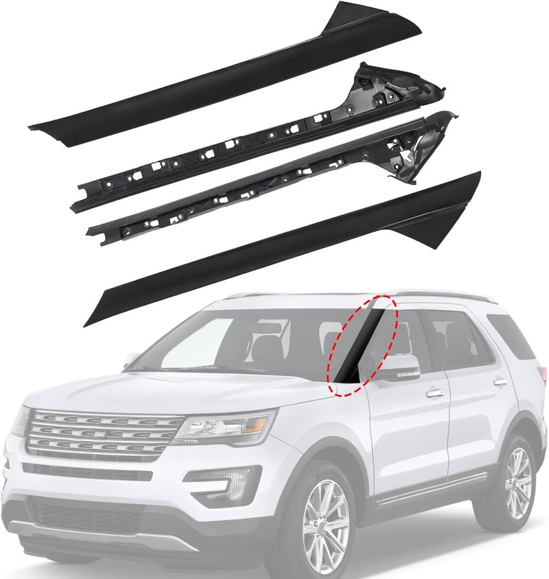 CARMOCAR A-Pillar Molding Trim Kit Outer and Inner Trim Set Replacement for 2011-2019 Ford Explorer 4 Door Utility (Left & Right) Replaces 926-451 926-450 - Image 1